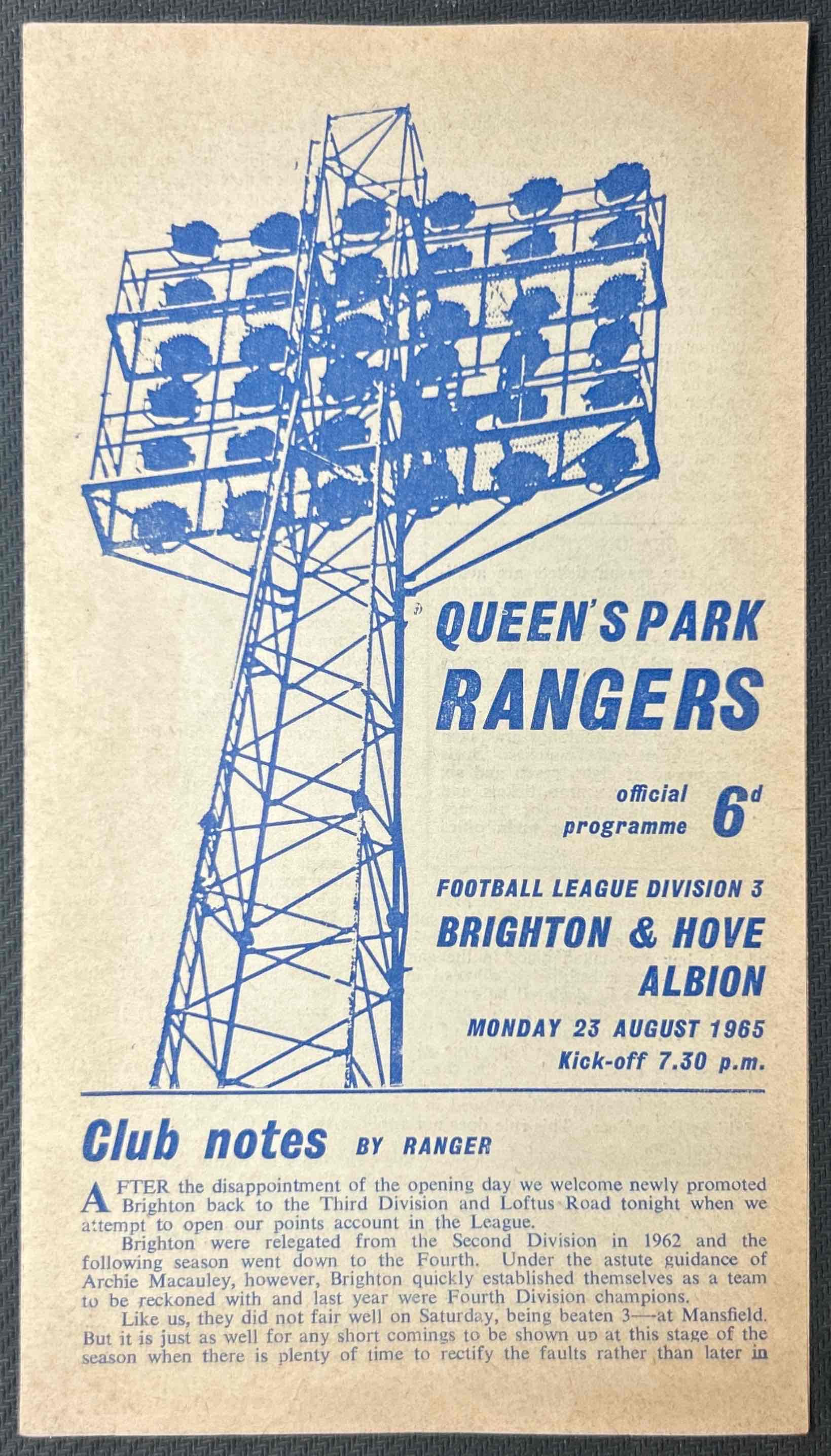 1965 Aug 23 QPR V Brighton