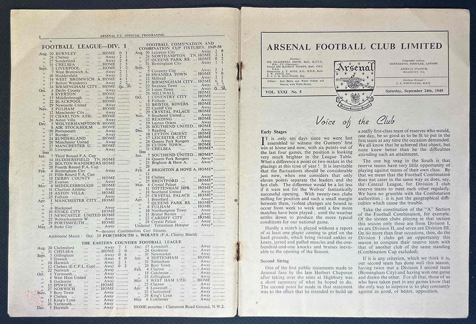 1949 Sep 24 Arsenal V Birmingham
