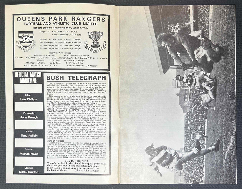 1973 Mar 31 QPR V Portsmouth