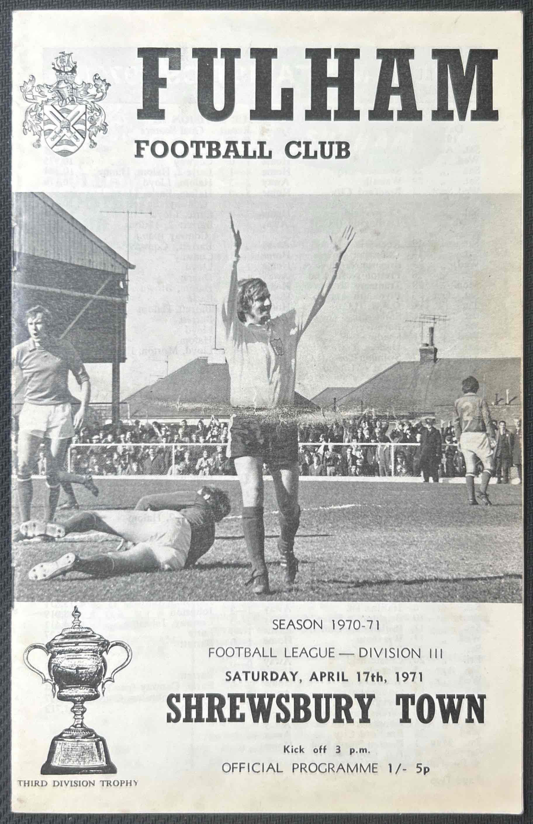 1971 Apr 17 Fulham V Shrewsbury