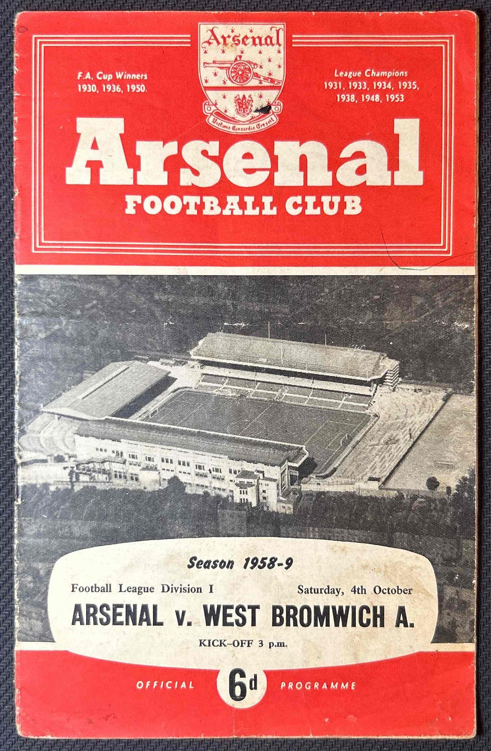 1958 Oct 4 Arsenal V West Brom