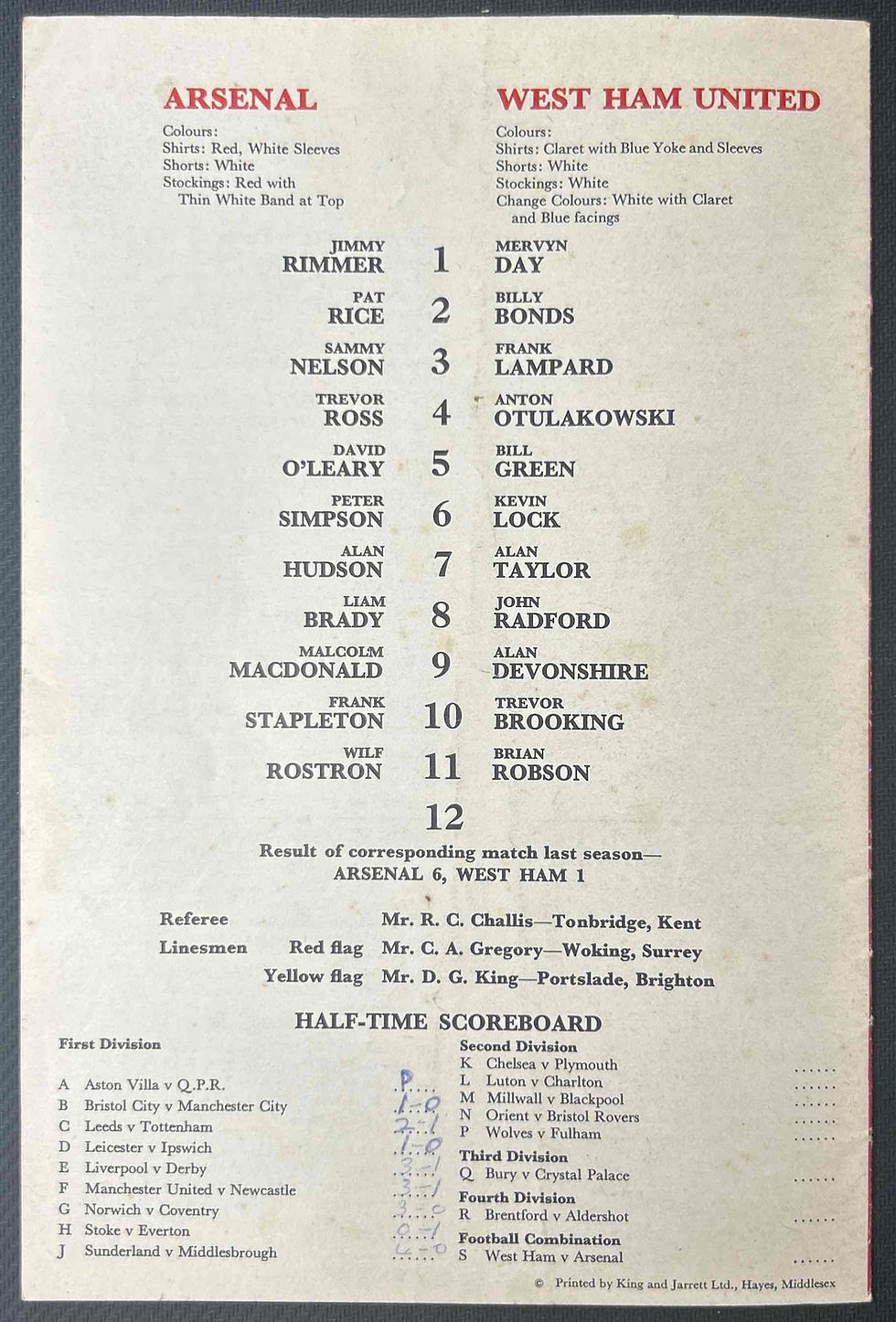 Thumbnail: 1977 Feb 19 Arsenal V West Ham