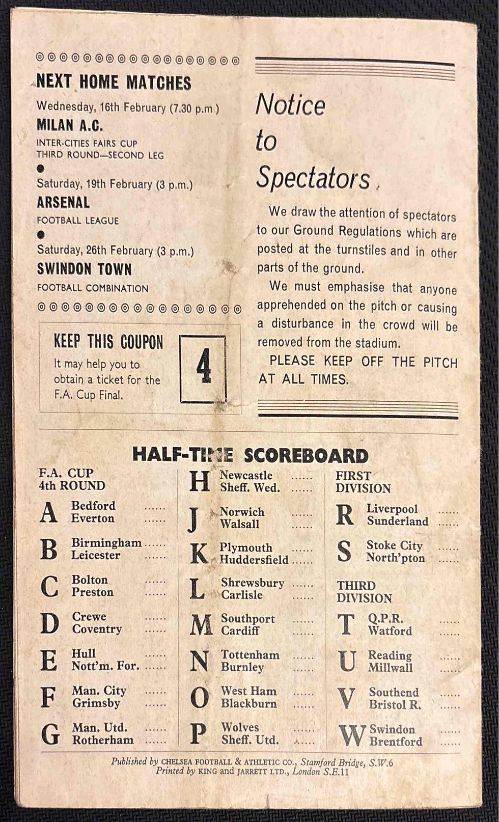 Thumbnail: 1966 Feb 12 Chelsea V Leeds Football Programmes