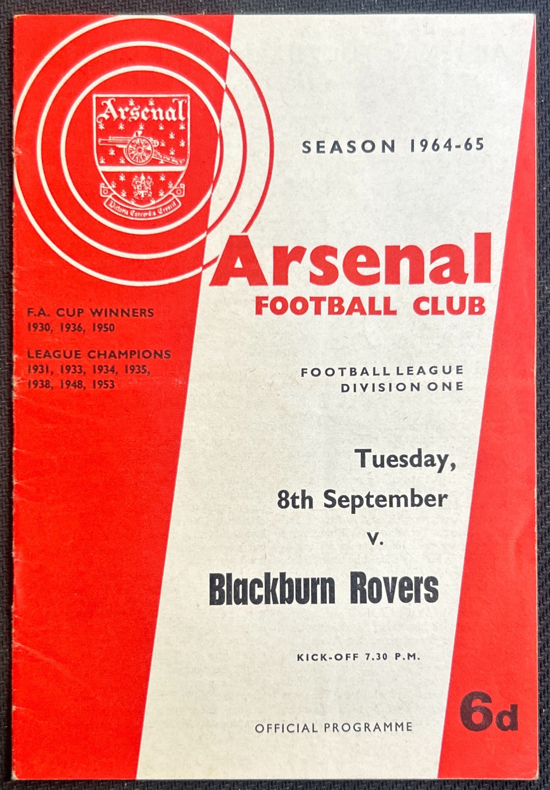 1964 Sep 8 Arsenal V Blackburn