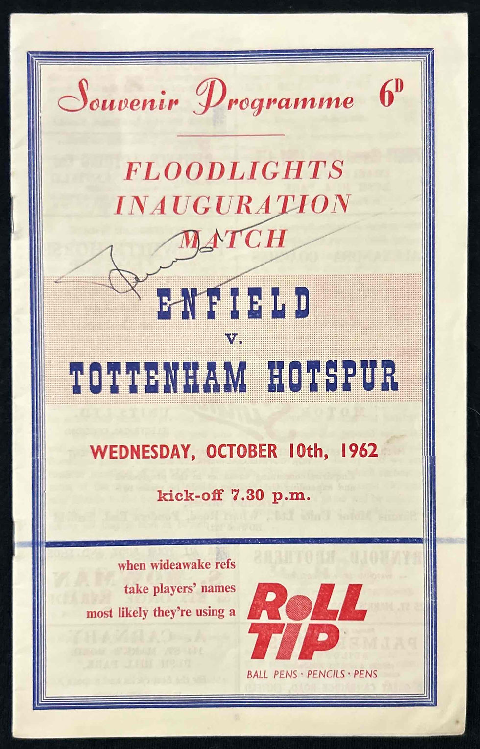 1962 Oct 10 Enfield V Tottenham Football Programmes