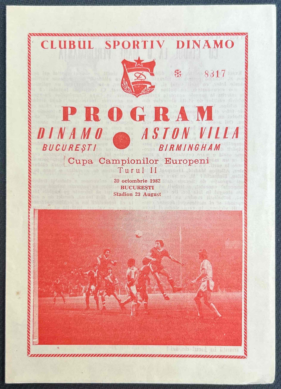 1982 Oct 20 Dinamo Bucharest V Aston Villa