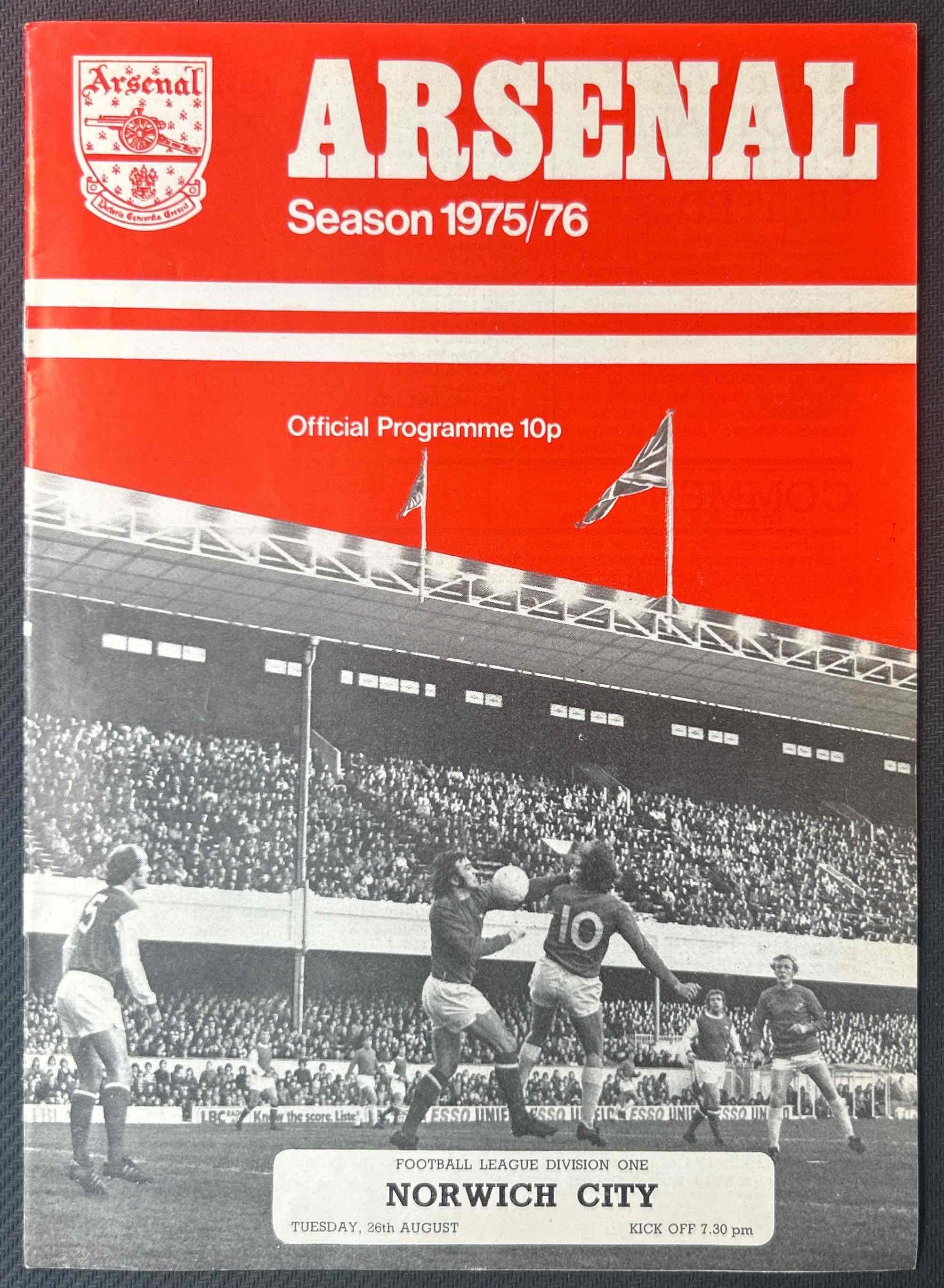 1975 Aug 26 Arsenal V Norwich
