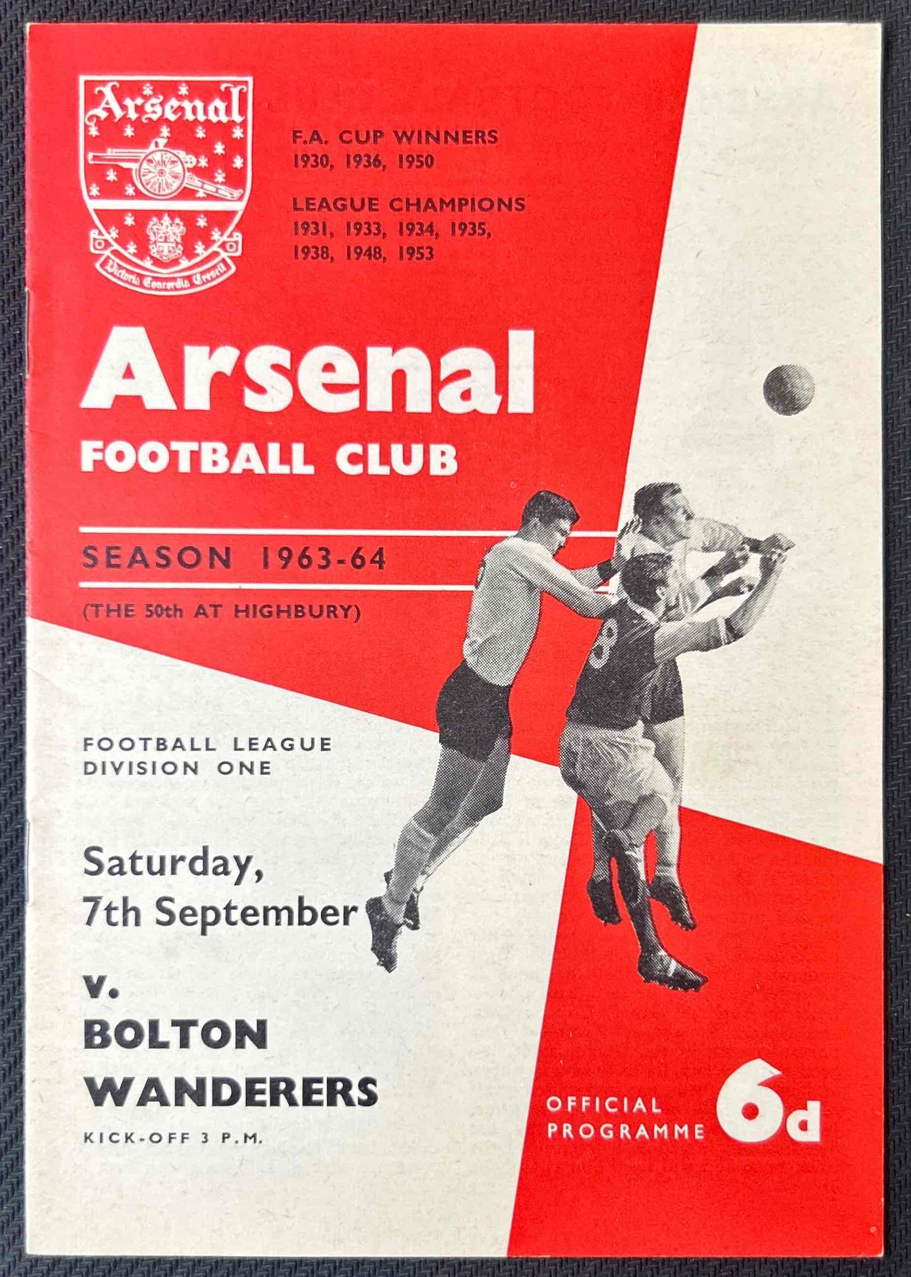 1963 Sep 7 Arsenal V Bolton