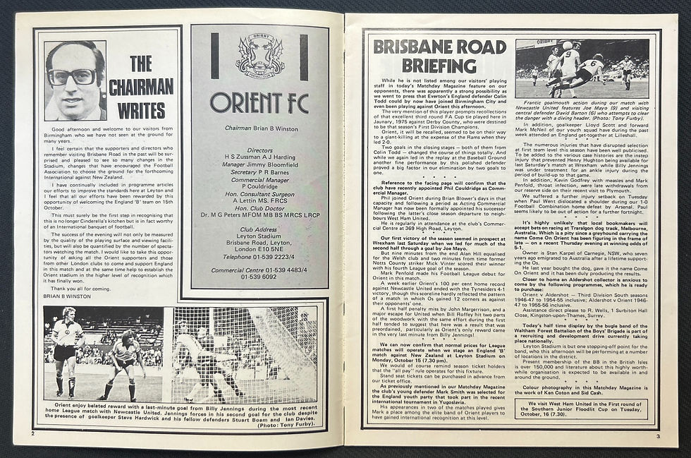 1979 Sep 22 Leyton Orient V Birmingham