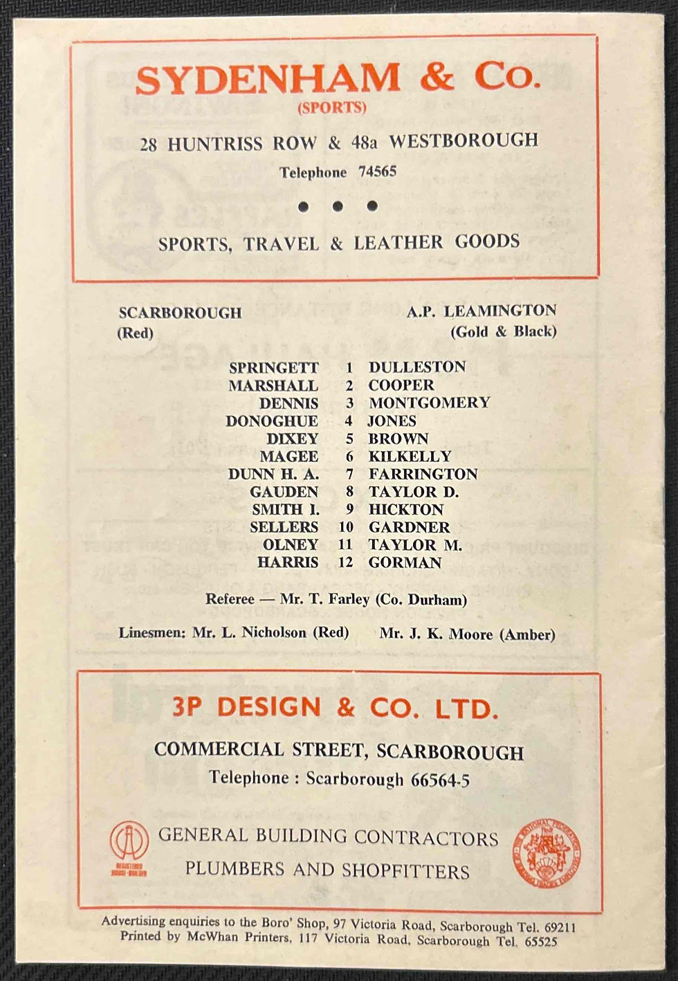 Thumbnail: Scarborough V Leamington