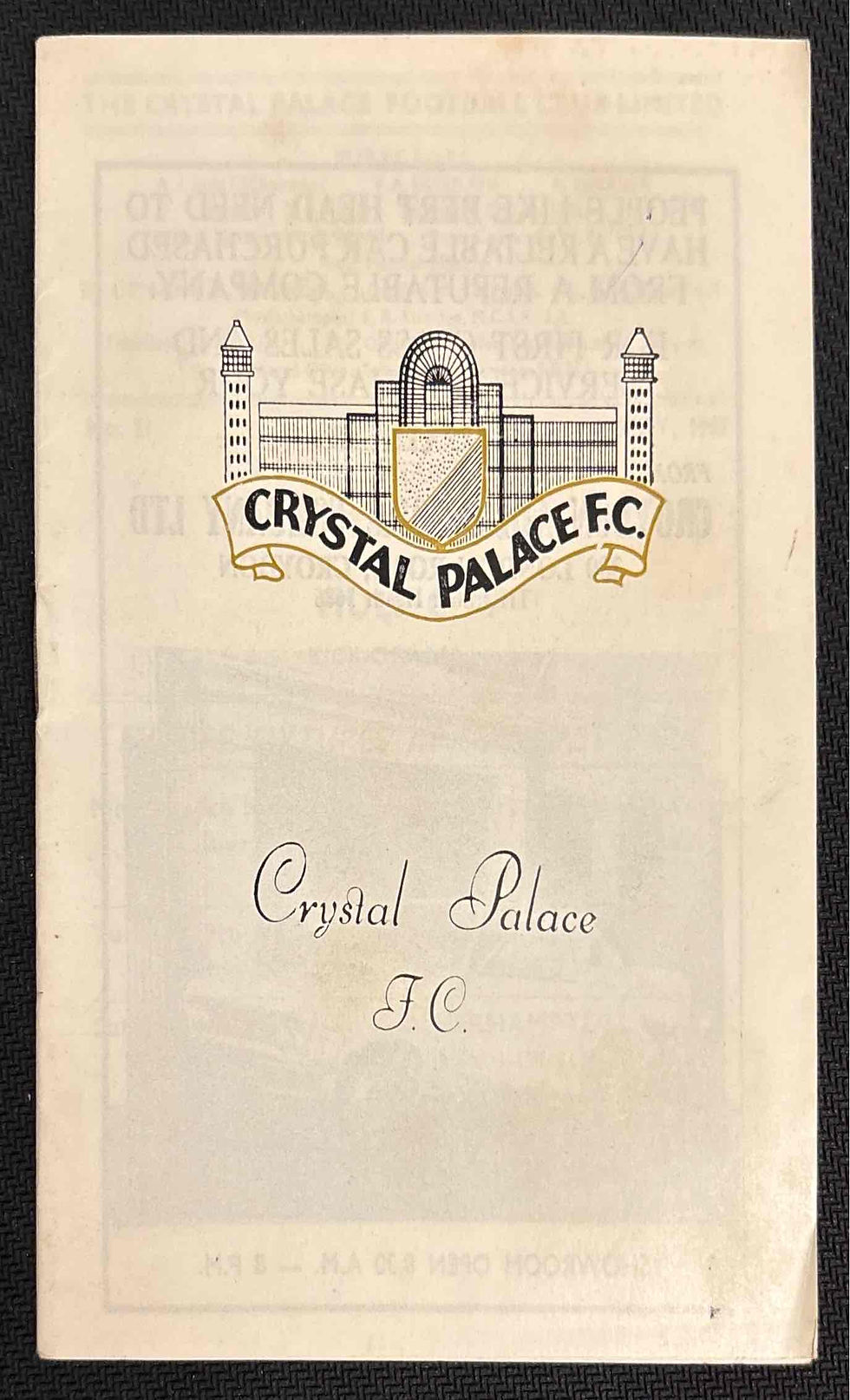 1967 May 6 Crystal Palace V Hull Football Programmes