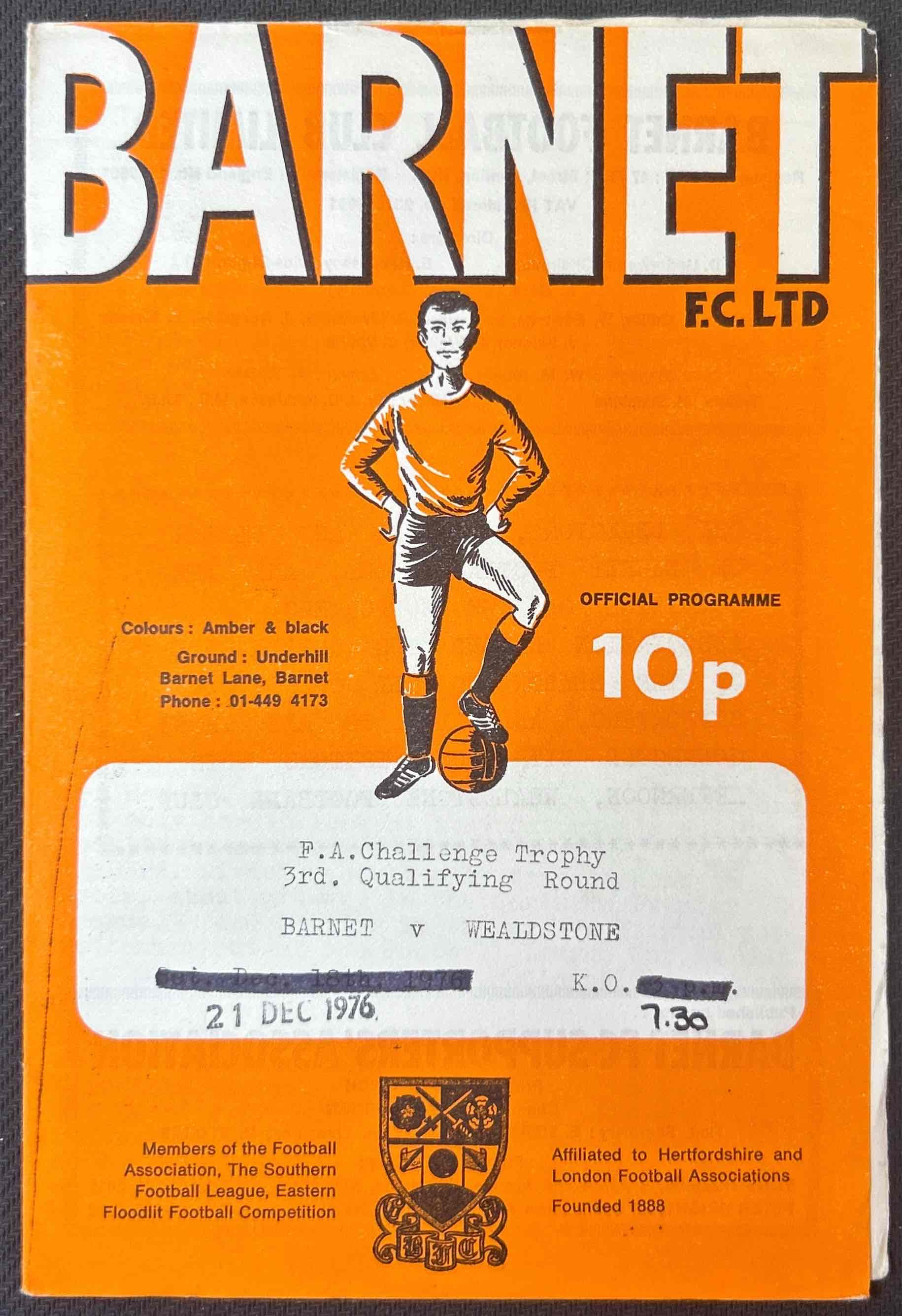 1976 Dec 21 Barnet V Wealdstone
