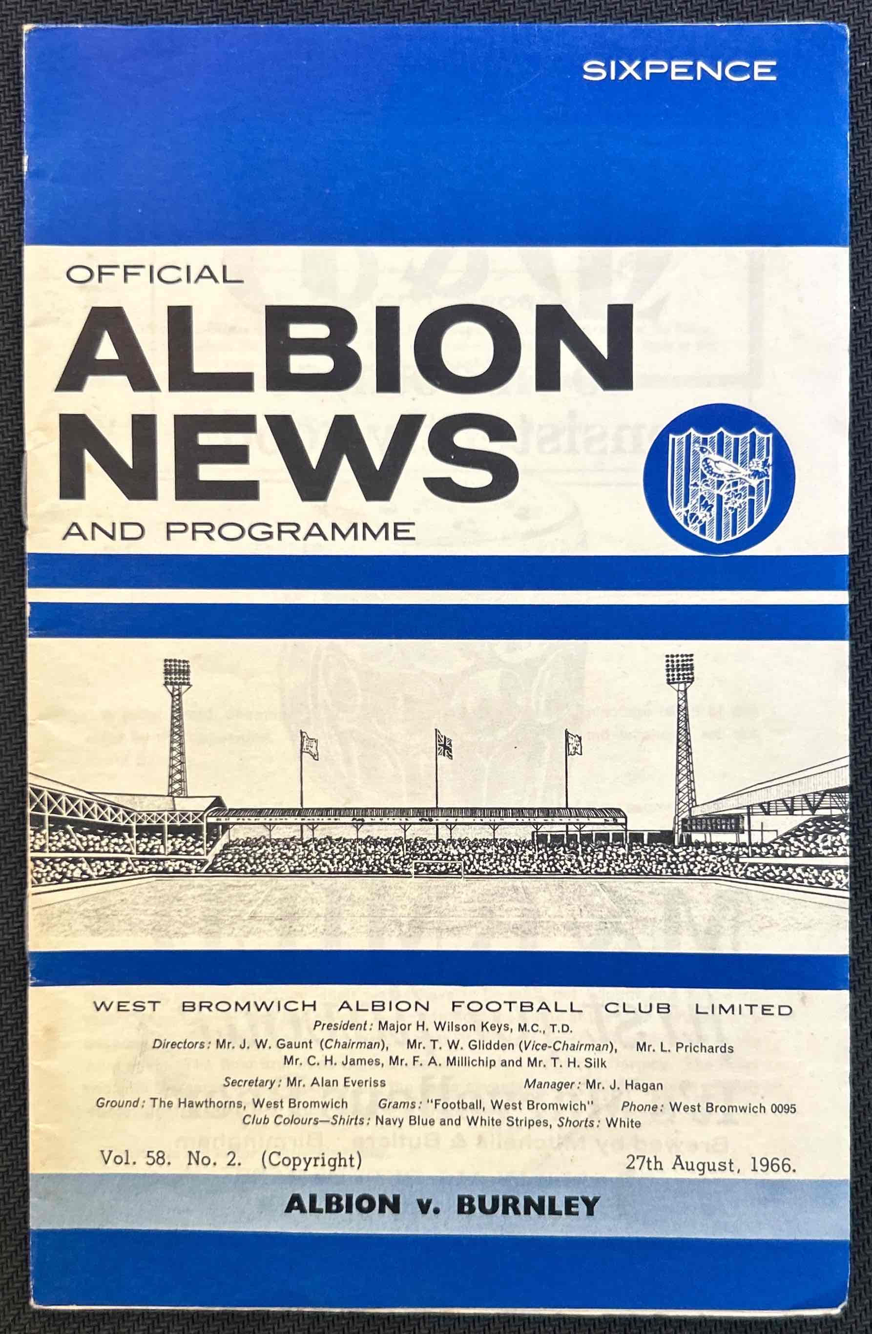 1966 Aug 27 West Brom V Burnley