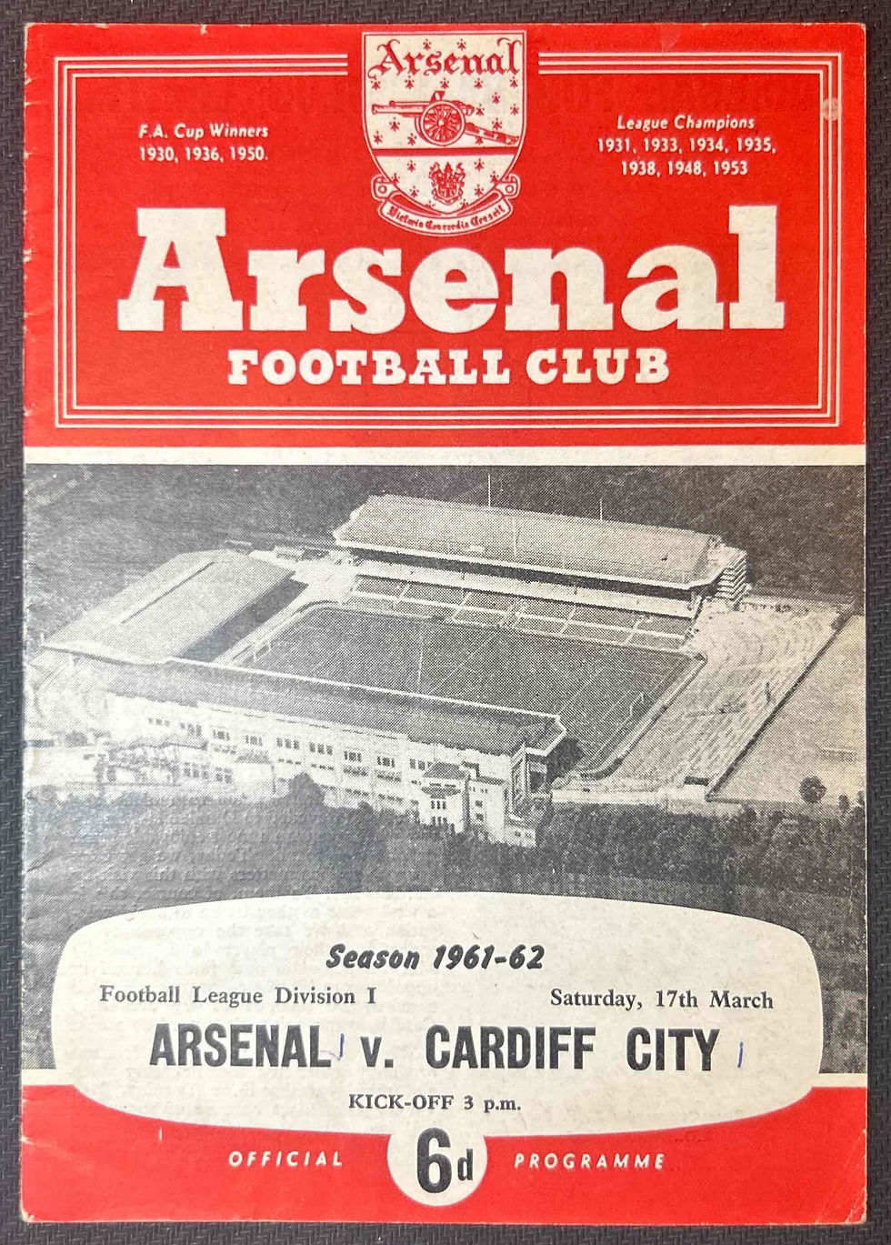 1962 Mar 17 Arsenal V Cardiff
