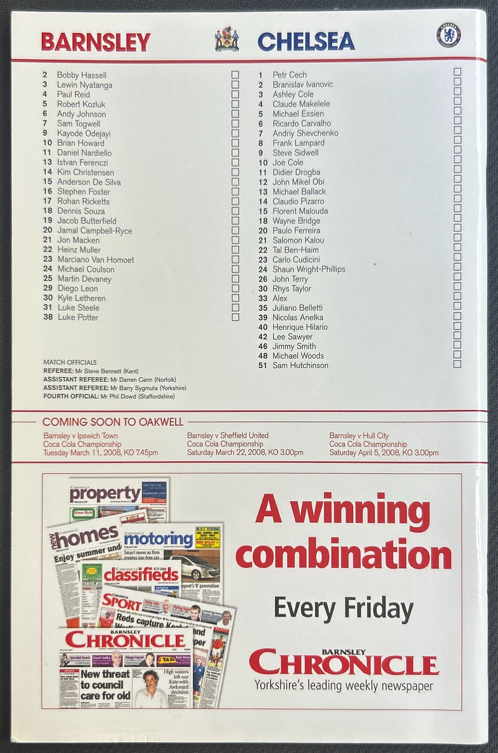 2008 Mar 8 Barnsley V Chelsea