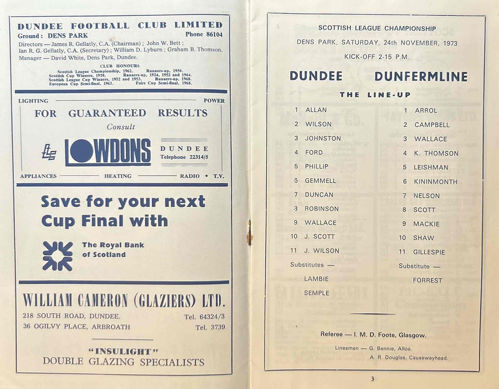Thumbnail: Dundee V Dunfermline Football Programme