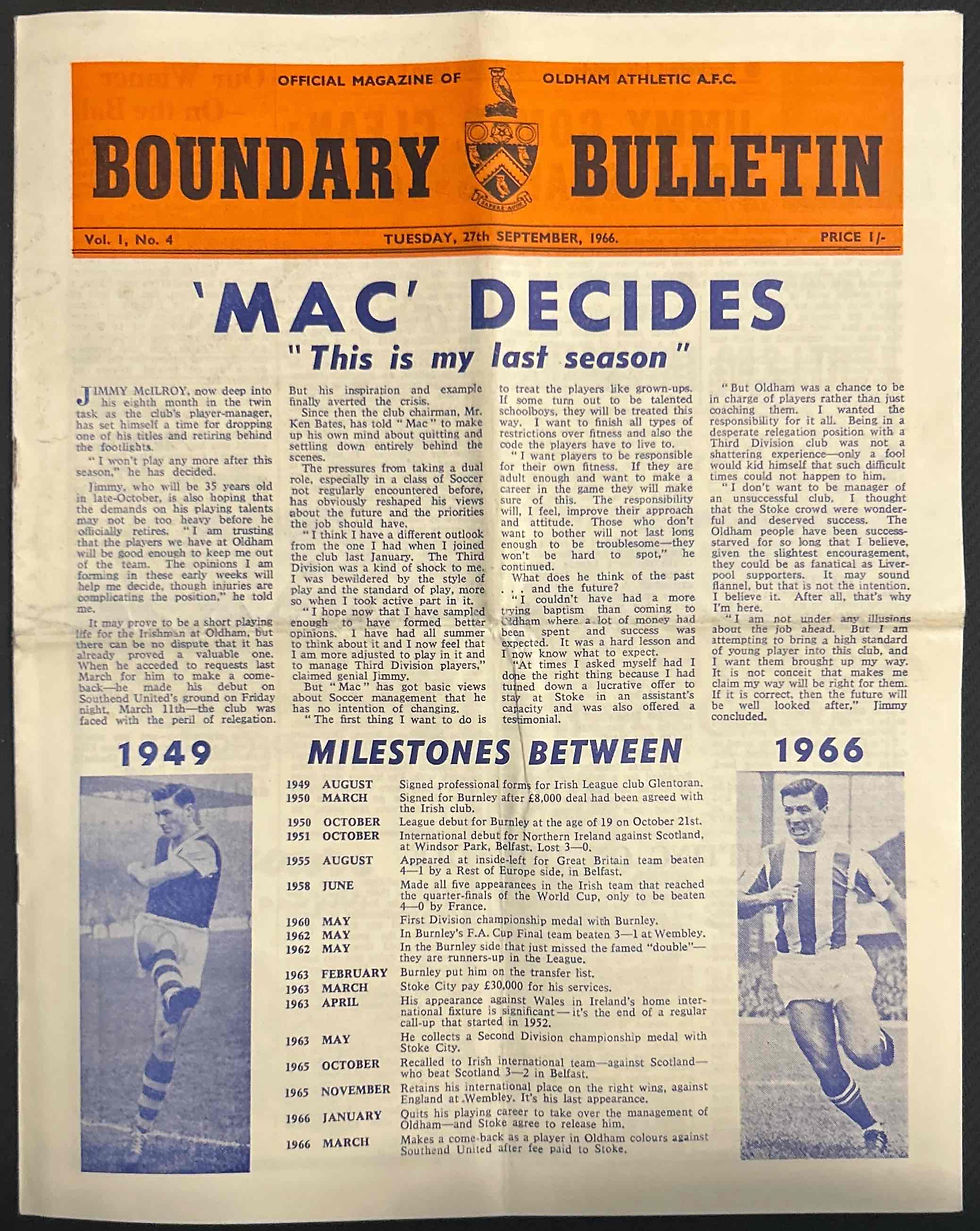 Oldham Football Programmes