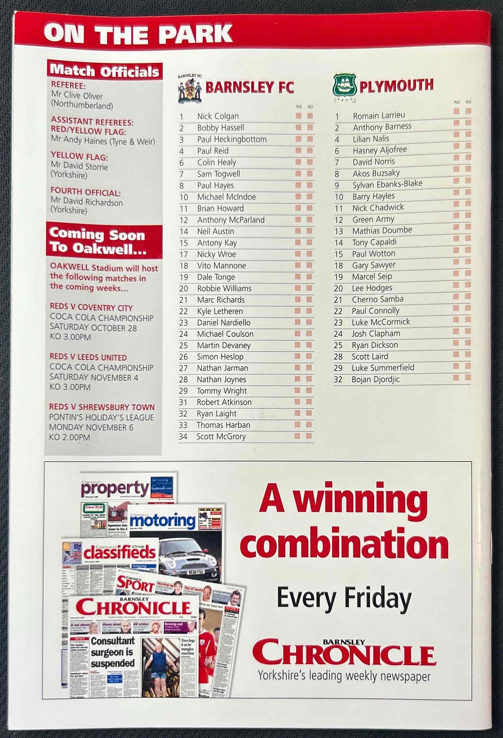 2006 Oct 17 Barnsley V Plymouth