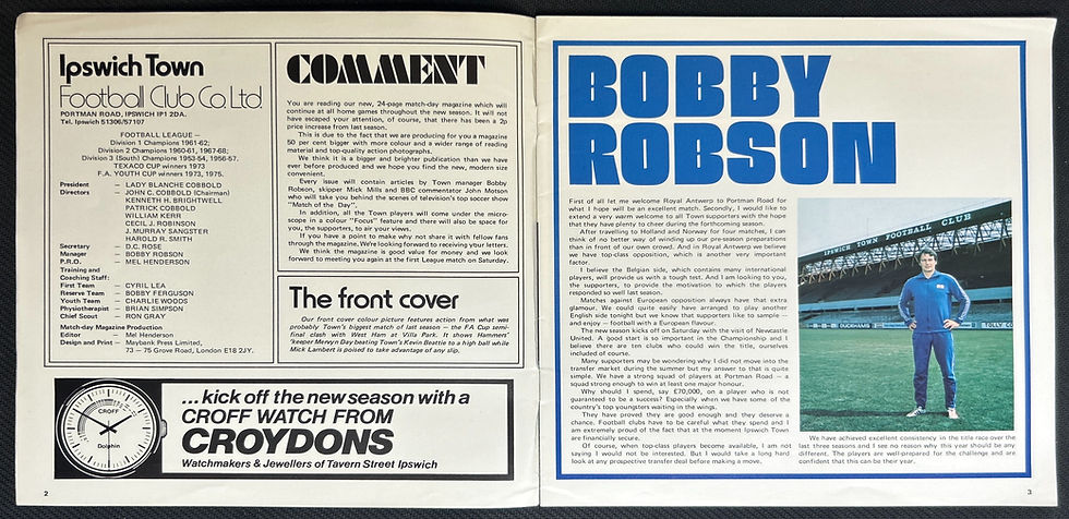 1975 Aug 11 Ipswich V Royal Antwerp
