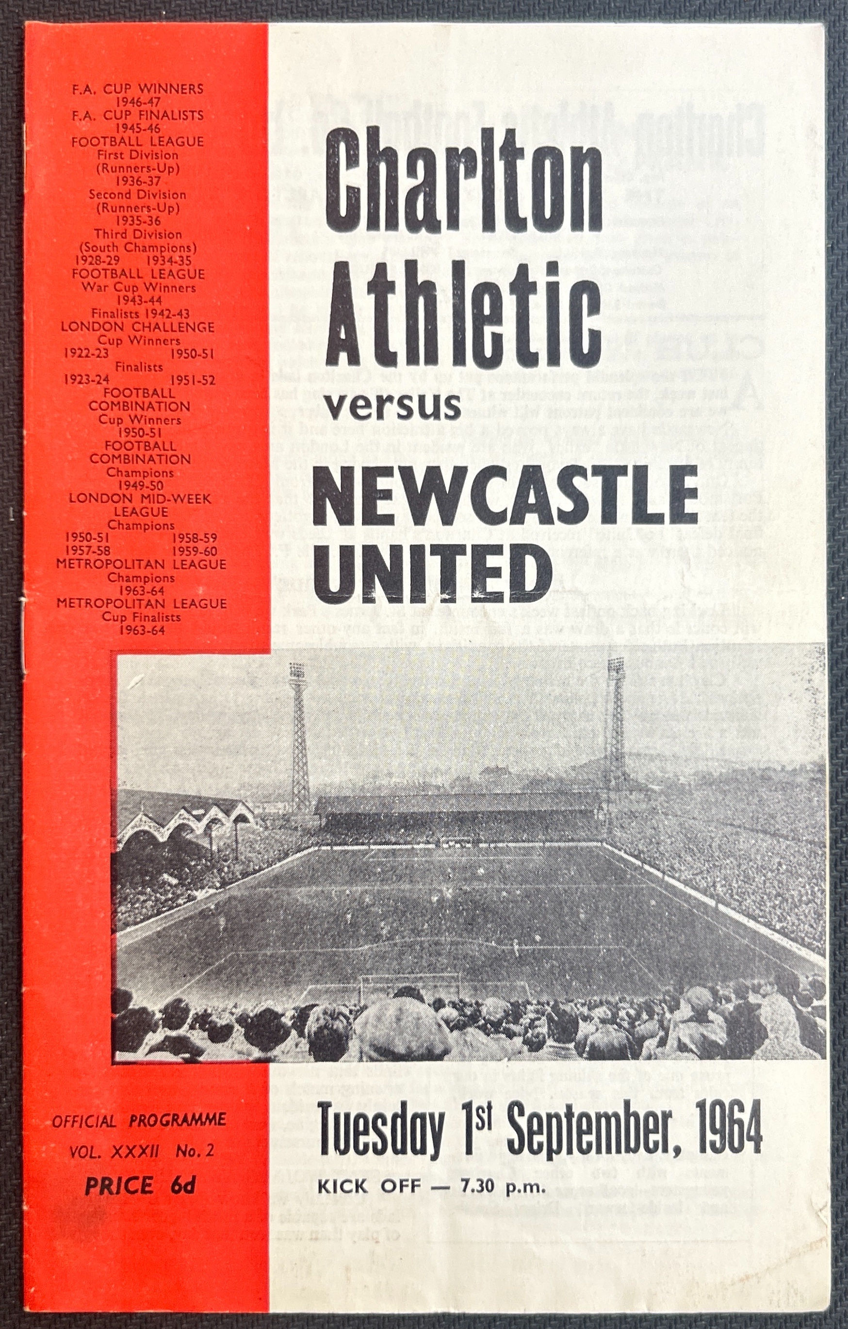 1964 Sep 1 Charlton V Newcastle