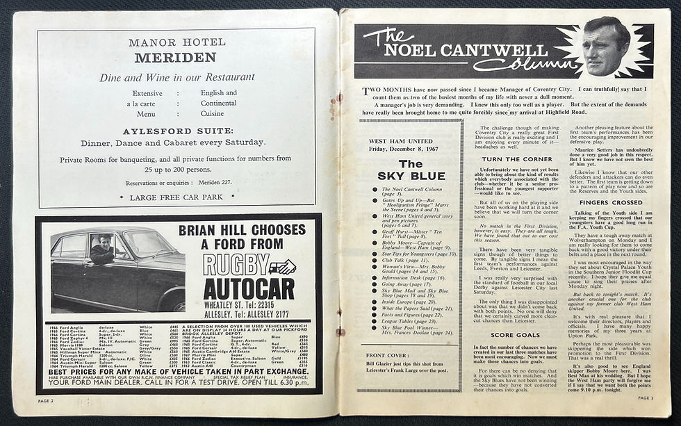 1967 Dec 8 Coventry V West Ham