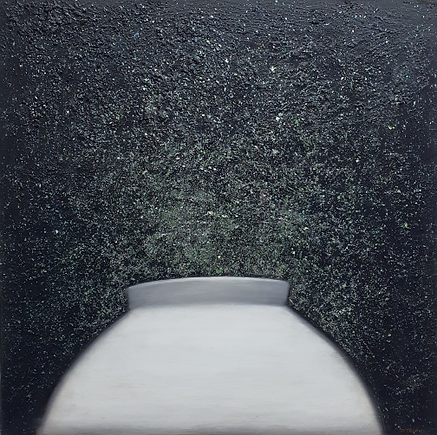 김덕용, 우주를 품다, 2021, Mixed media(mother of pearl) on wood, 100x100cm.png