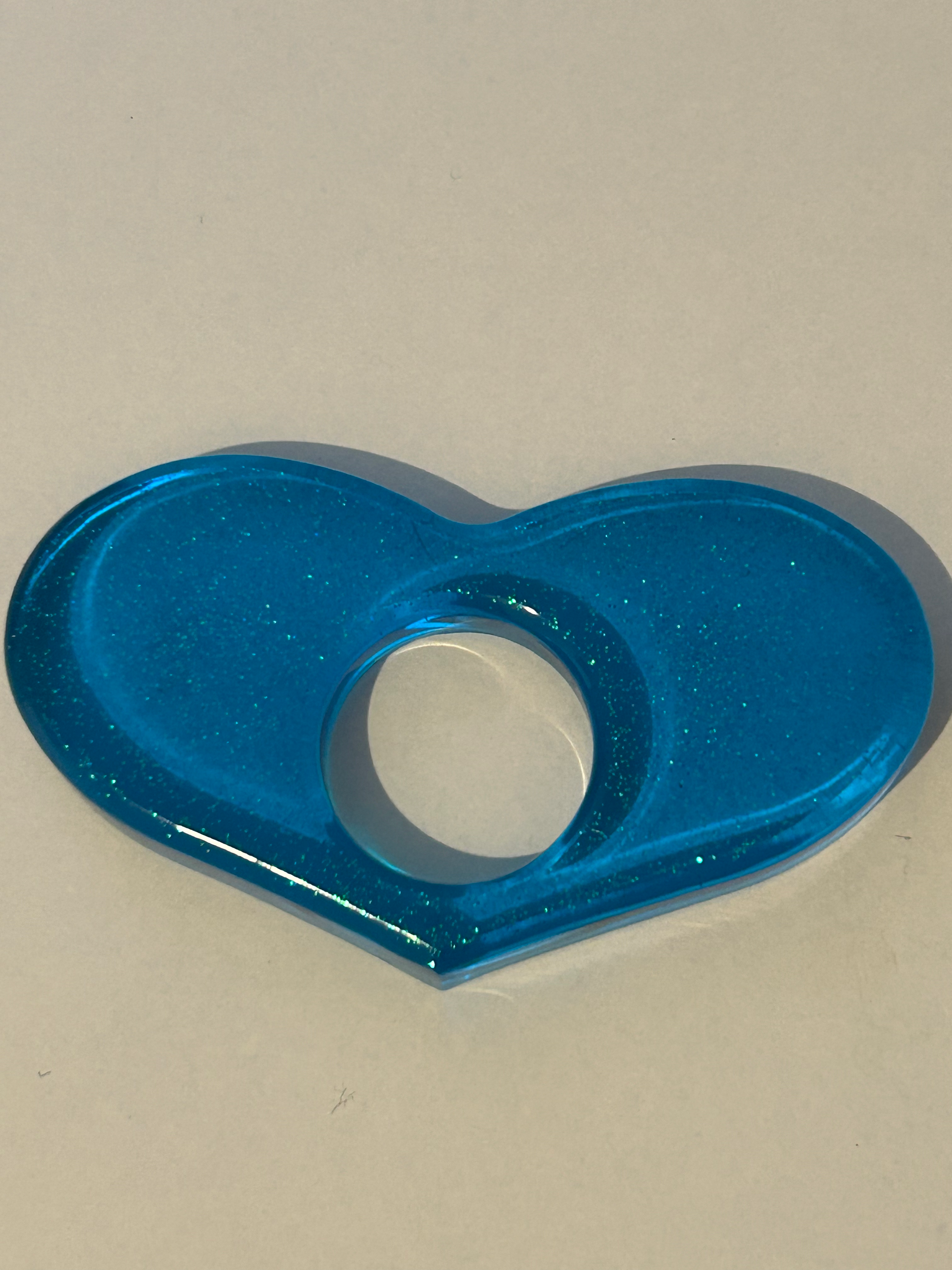 Bague de lecture cœur bleu et paillettes 