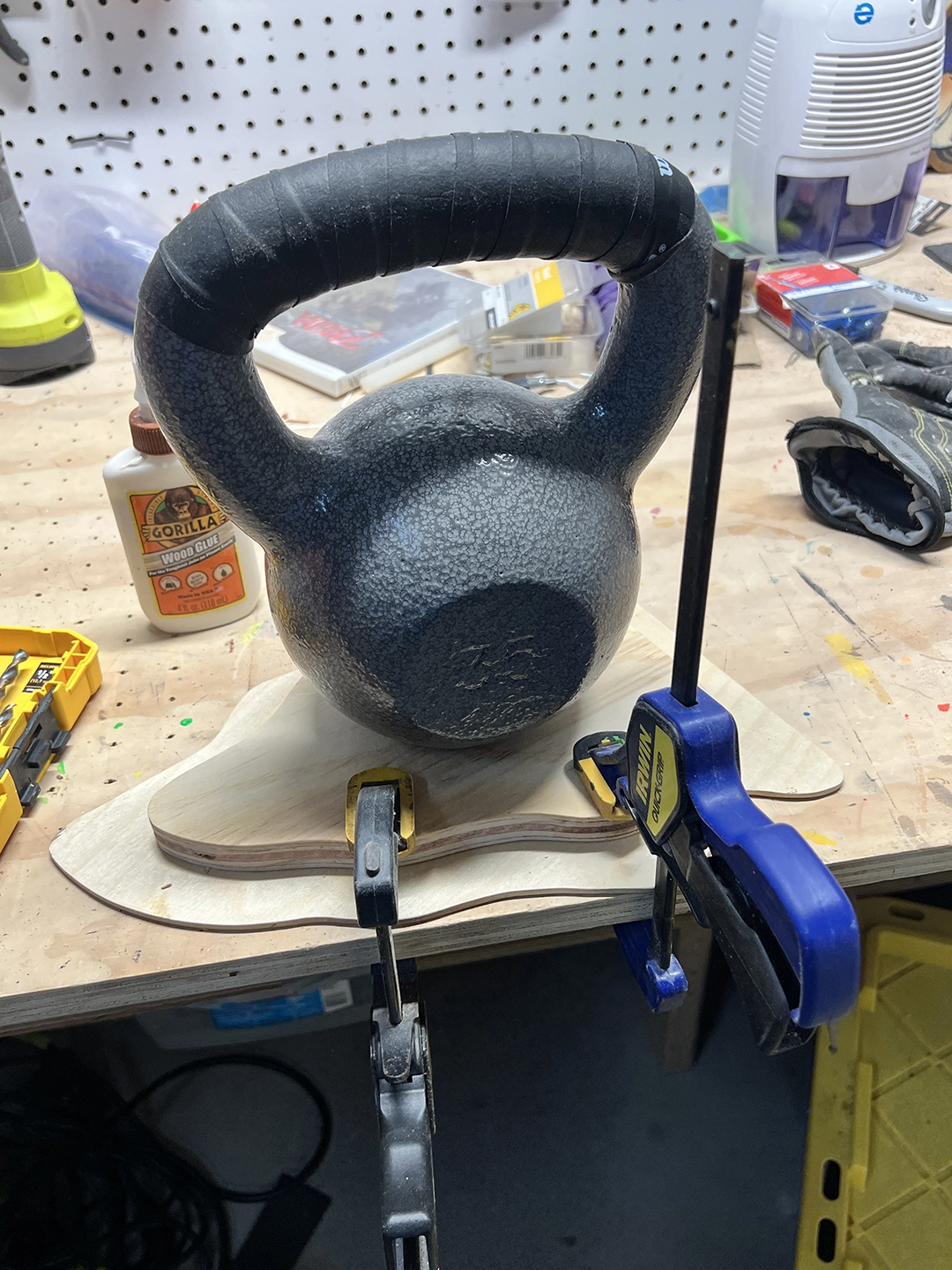 Led art lighting project glued and clamped