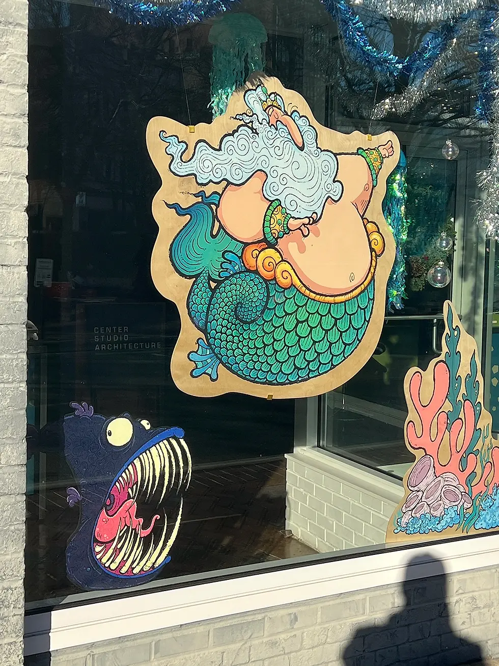 Window 1 at the Weird Windows display by Bob Ostrom Studio in Downtown Durham