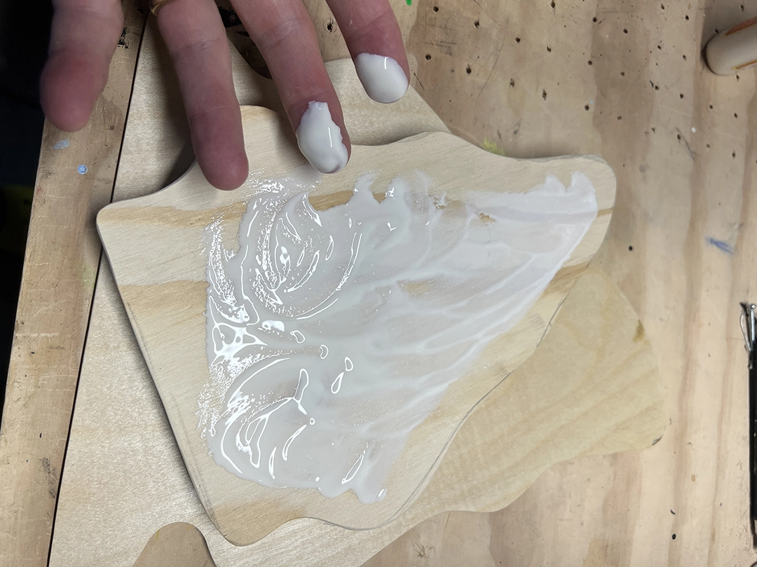 LED art lighting project being glued