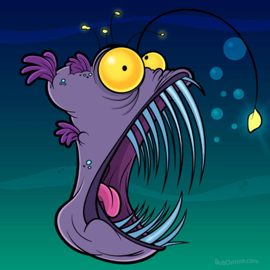 angler fish art by bob ostrom