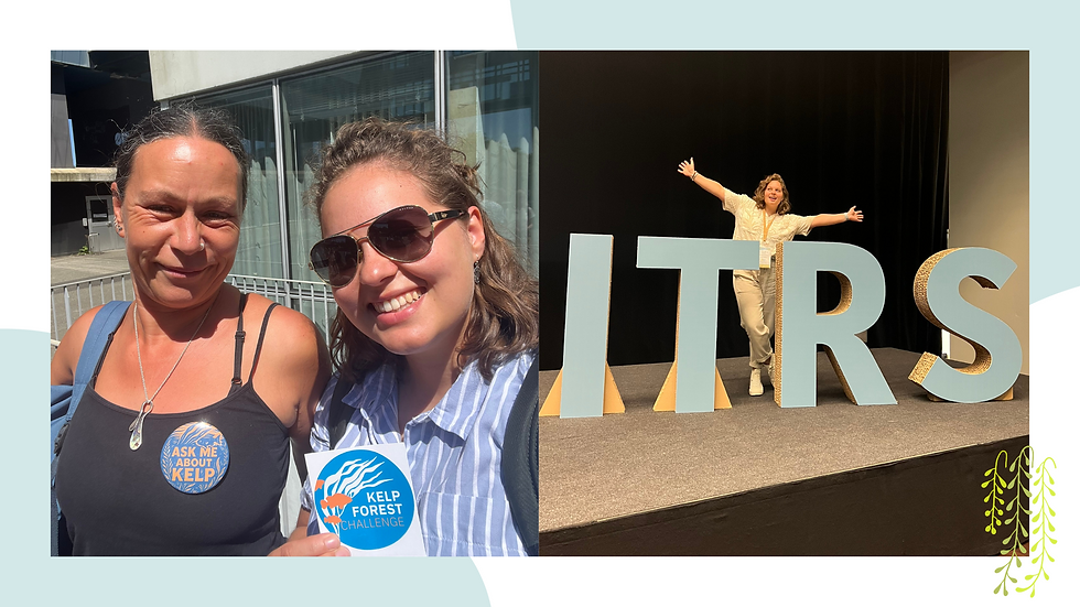 My supervisor, Nova, and me with our kelpy stickers and me posing in front of the very Instagrammable ITRS sign.
