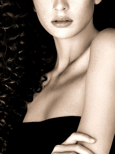 Model with Curly Hair