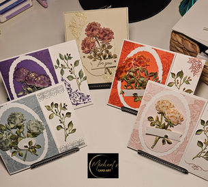 Five greeting cards with various sentiments. Each card is highlighted with a single colour and is offset with White.