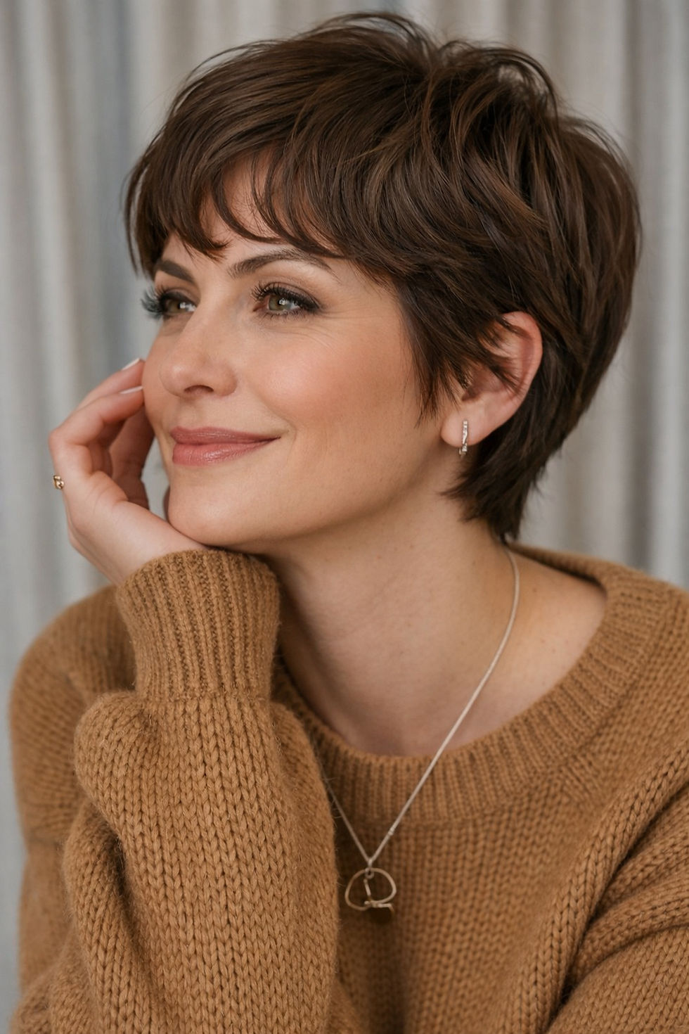 Weicher Soft Pixie Hasrschnitt in Braun