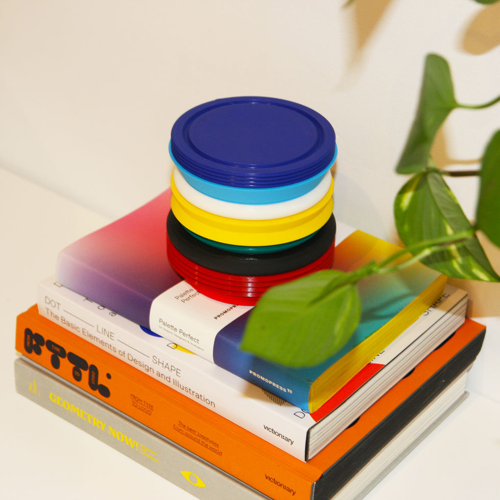 Colorful customizable coaster set, 3d printed with recycled and biodegradable plastic, handmade in San Sebastian, Spain.