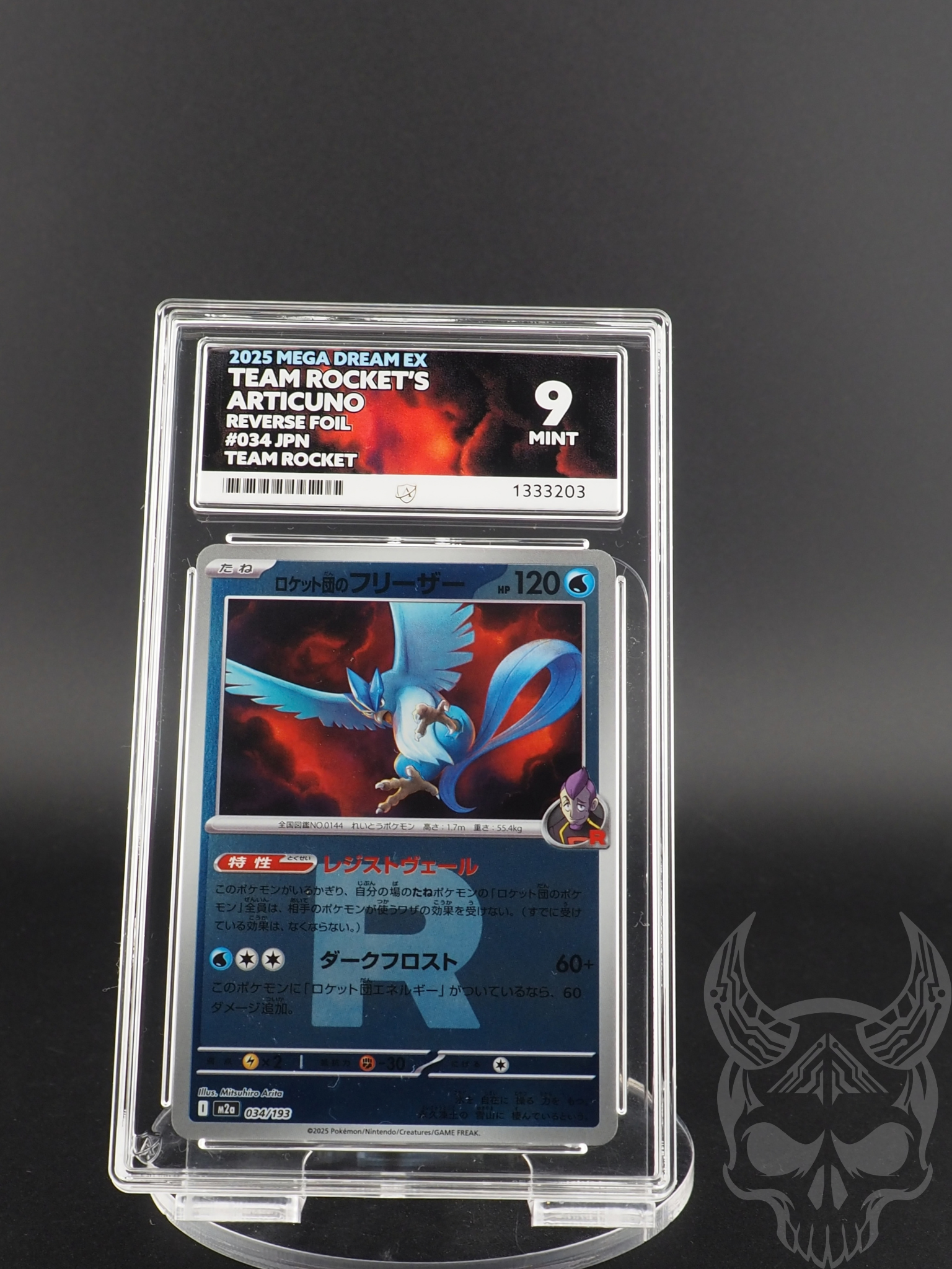 ACE 9 Mint Team Rocket's Articuno Rev Foil 034/193 Mega Dream ex Pokémon Slab