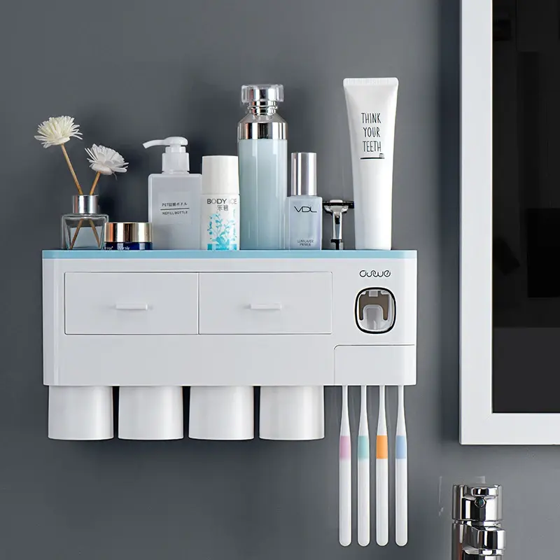 Thumbnail: Wall Mount Toothbrush Holder, Automatic Toothpaste Dispenser, Storage Rack,