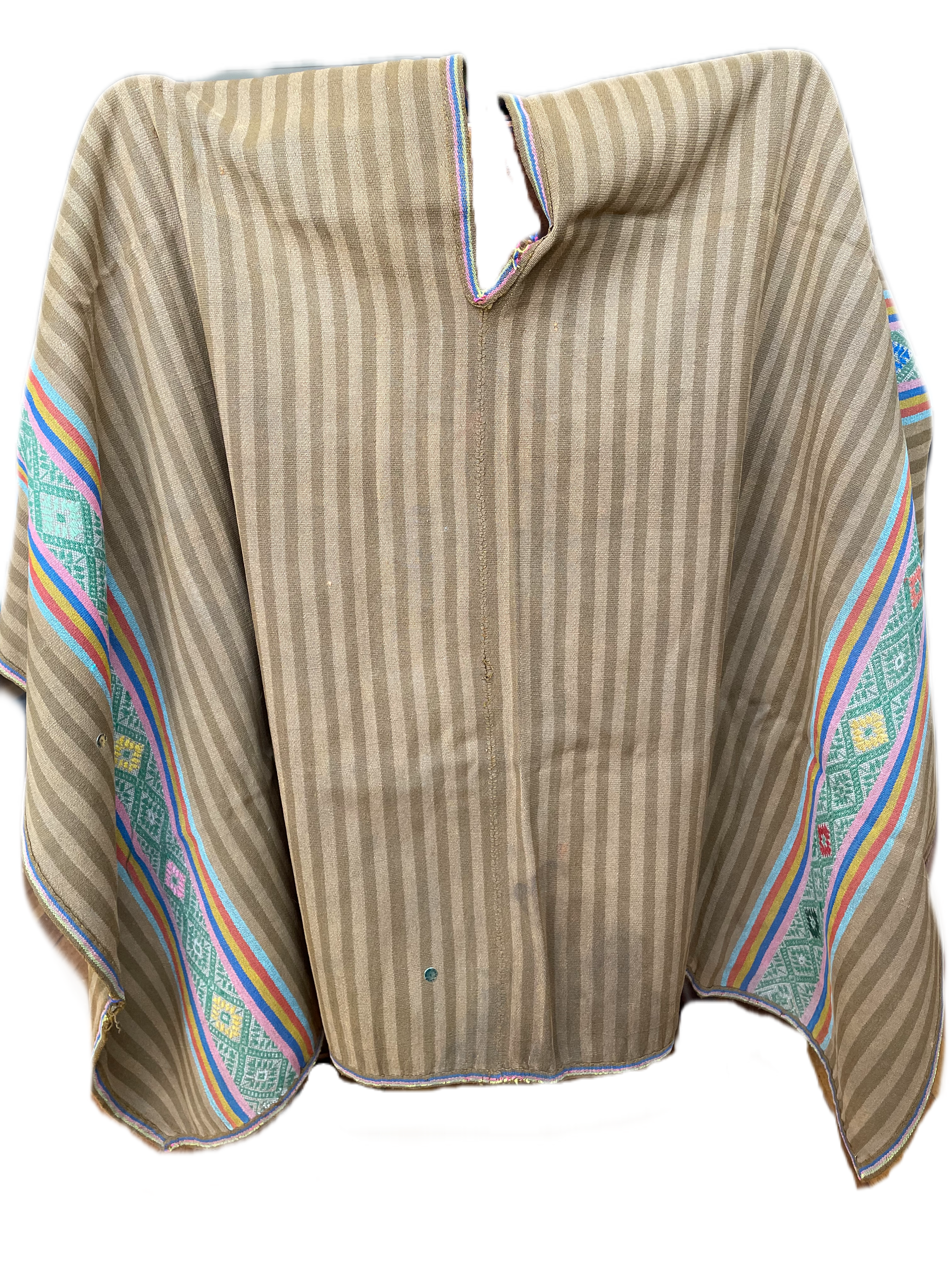 Hand woven 100% Wool Poncho, with rainbow bridge