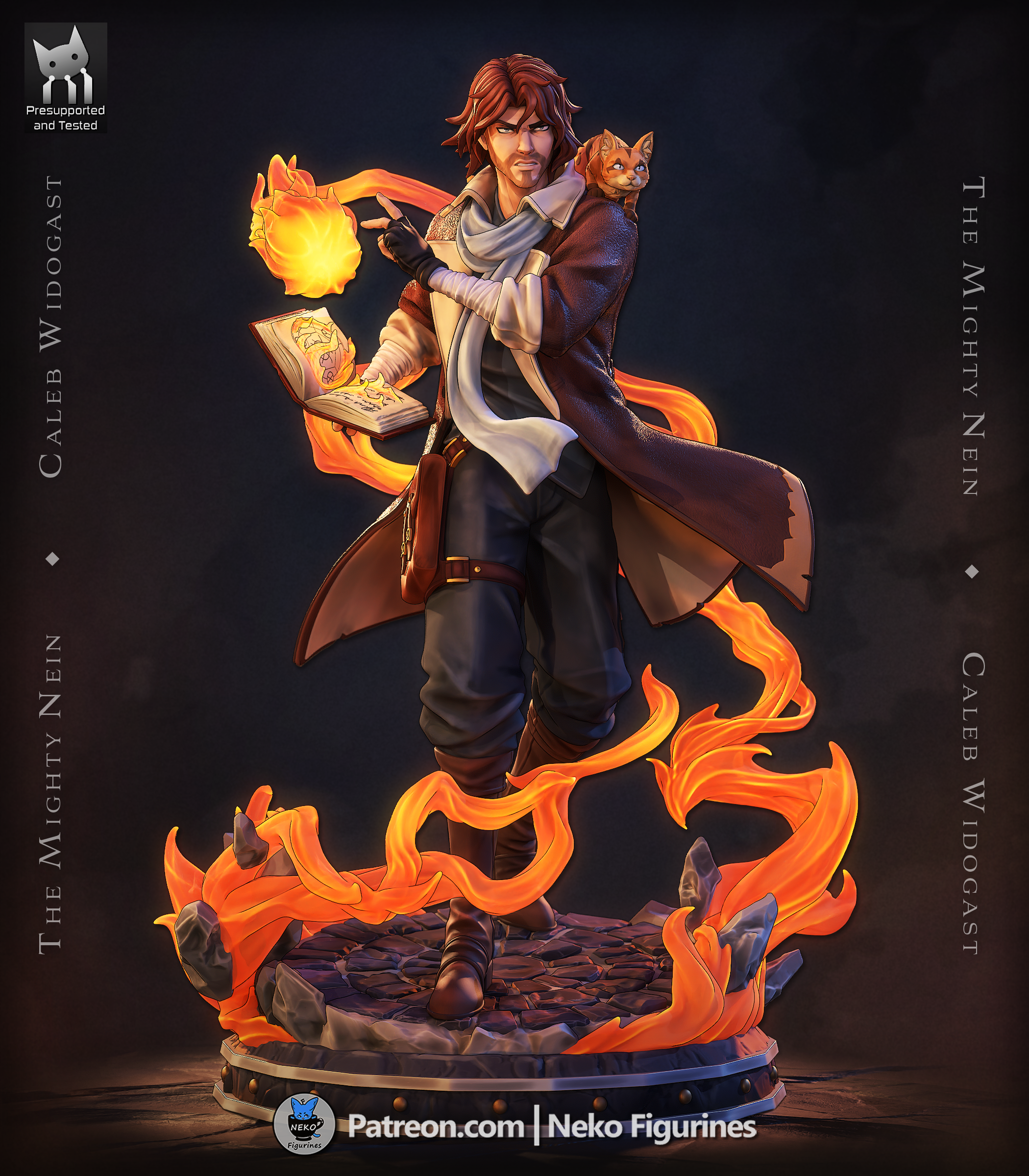 Fire Mage Wizard Miniature – 1/10 Scale Resin Display Figure