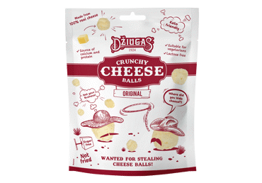 Traškūs džiovinto kieto sūrio kamuoliukai DŽIUGAS 40 g