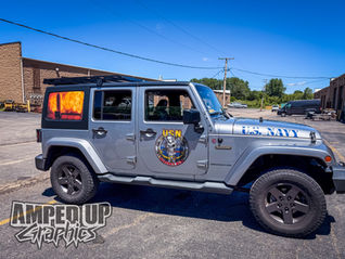 Custom Navy-Themed Jeep Wrap | Personalized Jeep Graphics & Window Perforation in McHenry County