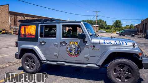 Custom Navy-Themed Jeep Wrap | Personalized Jeep Graphics & Window Perforation in McHenry County