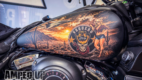 Custom Motorcycle Tank Graphics | Vaquero Tank Decal Design in McHenry County
