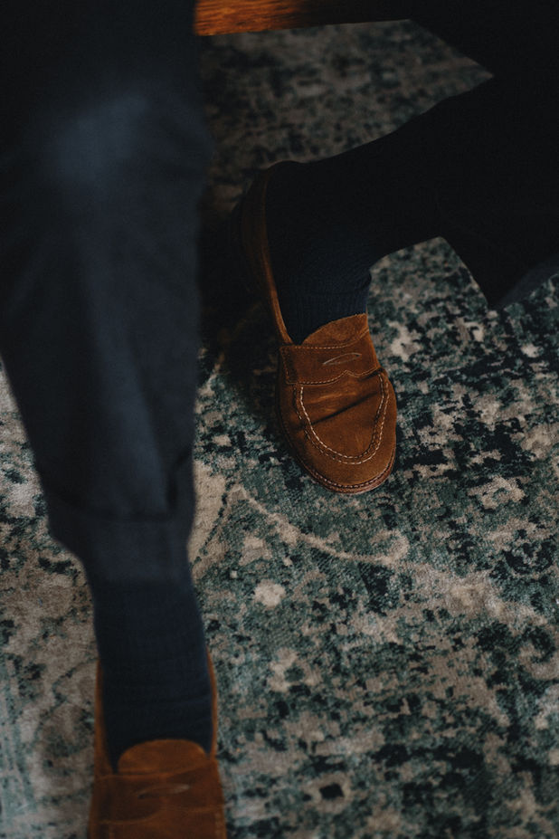 brown suede loafers