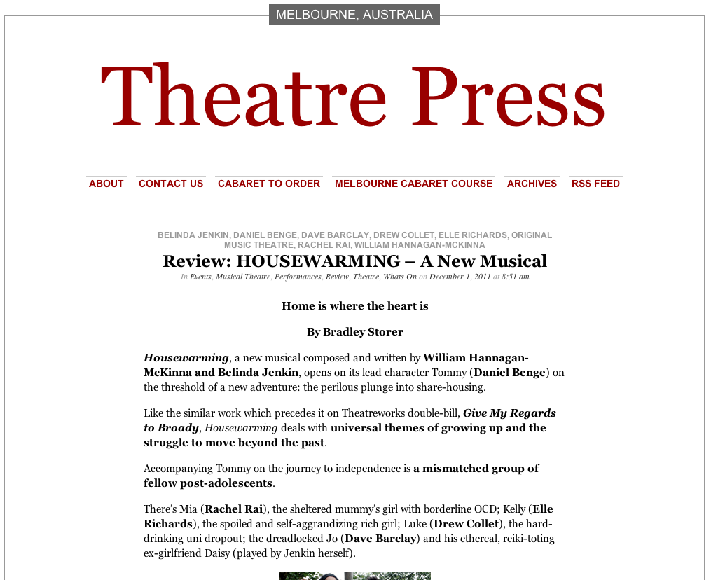 Theatre Press review "HouseWarming"