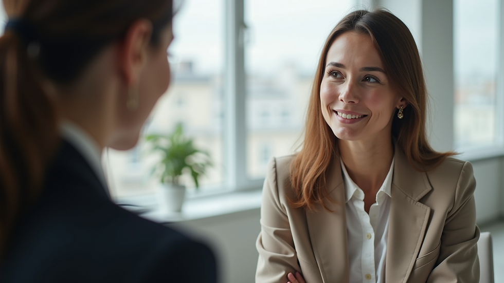 Eye-level view of a counseling session with a professional and a client