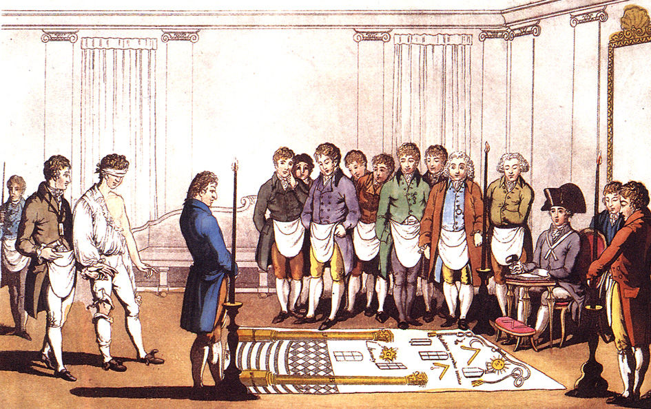 A masonic initiation, based on an engraving by Gabanon dated 1745