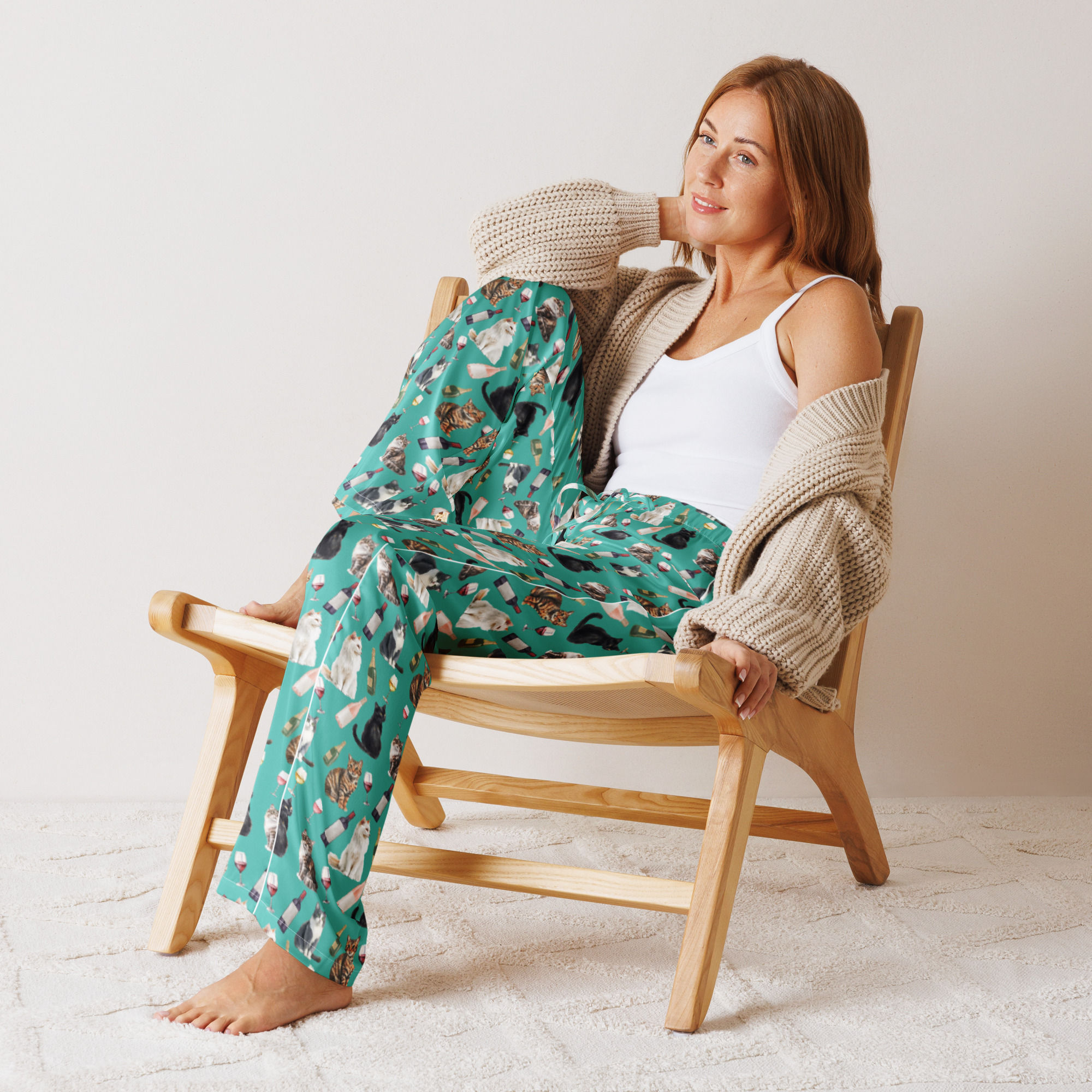 Teal Whiskers & Wine Women’s Pajama Pants