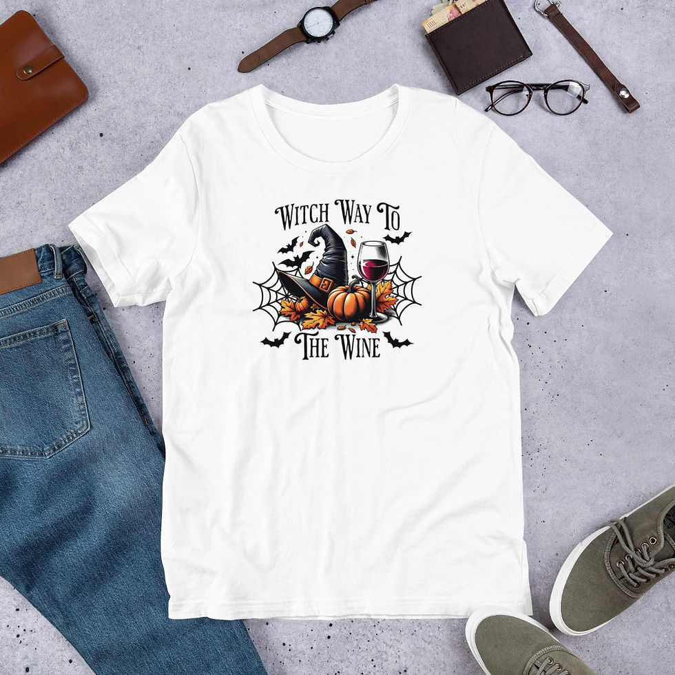 Thumbnail: Witch Way To The Wine (Spiderweb) Unisex T-Shirt